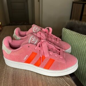 Adidas Campus Sneakers in Pink with Orange Stripes